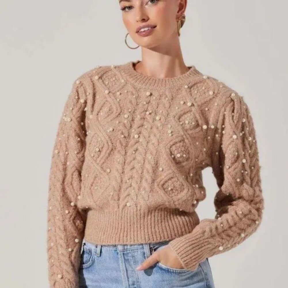 ASTR The Label Pearl‎ Embellished Sweater size M - Picture 3 of 11